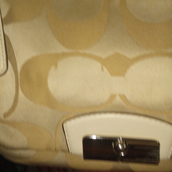 Coach Cream Satchel with Signature Design - Picture 6 of 14